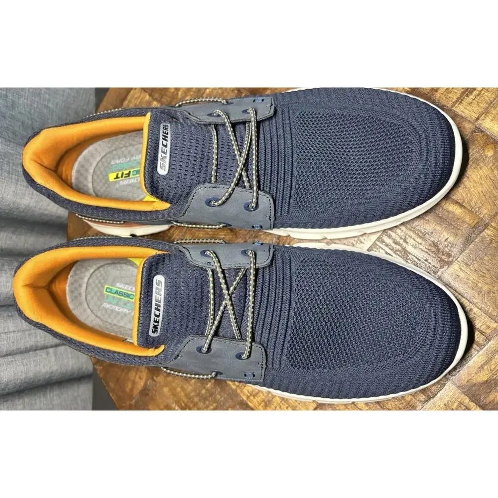 SKECHERS NEW Men's Blue Delson 3.0 Roth Bungee Slip-Ins Boat Shoes Size 13